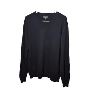 Wallin &‎ Bros. Sweater Mens XXL Black V-Neck Pullover 95% Cotton 5% Cashmere